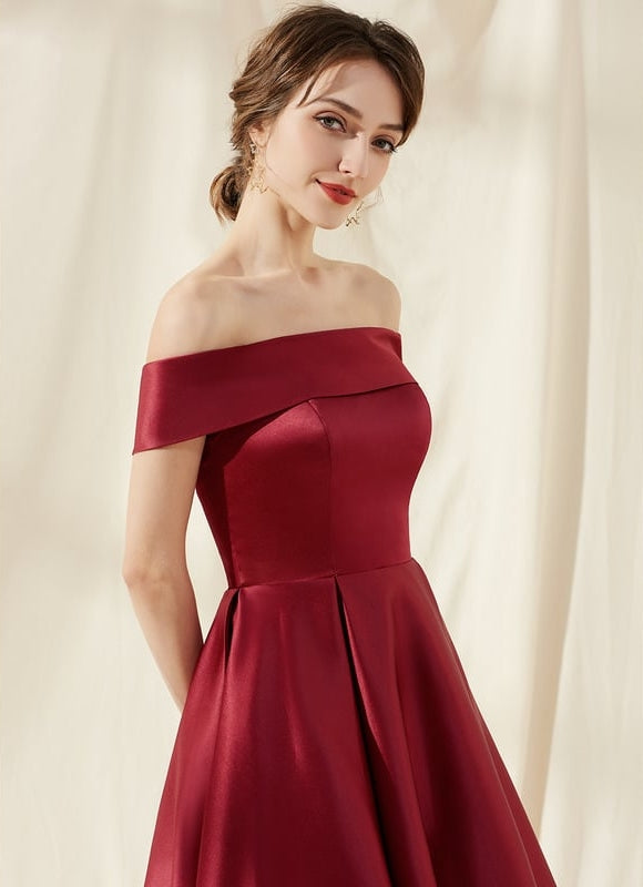 Robe Asymétrique Satinée Évasée - gallery 4