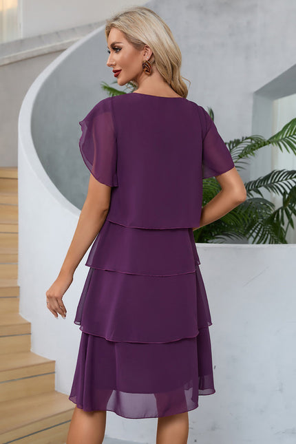 Robe Asymétrique Midi Volants Marine - gallery 6