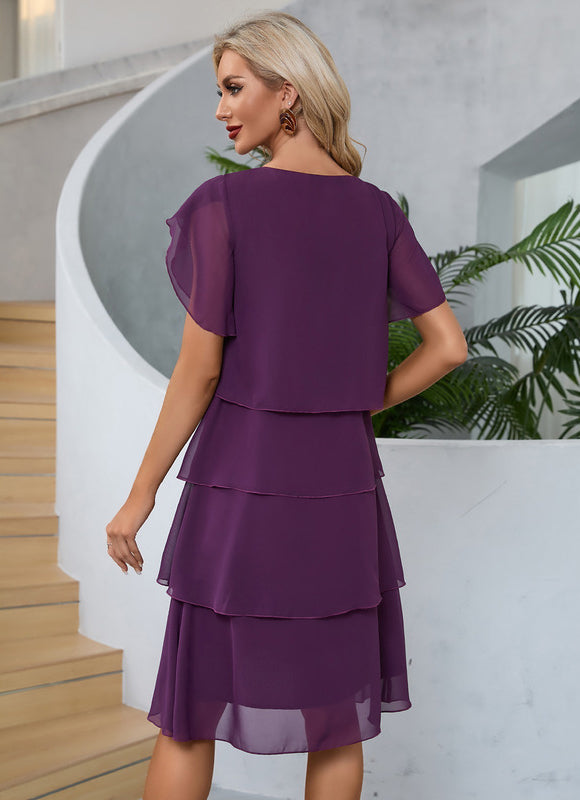 Robe Asymétrique Midi Volants Marine - gallery 6