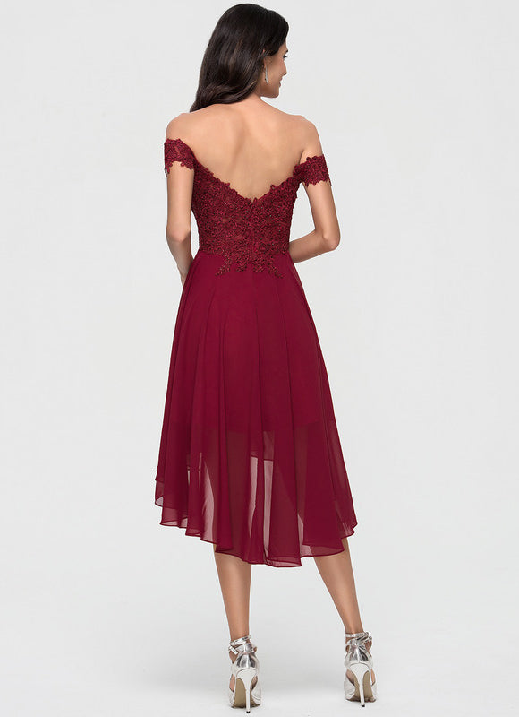 Robe Asymétrique Cocktail Bordeaux - gallery 1
