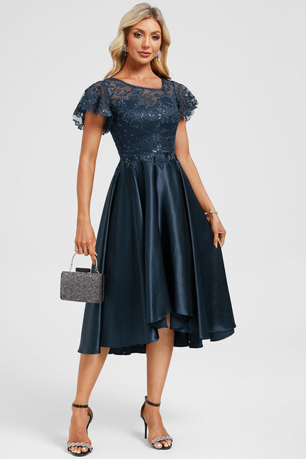 Robe Asymétrique Satinée Ornée - gallery 1