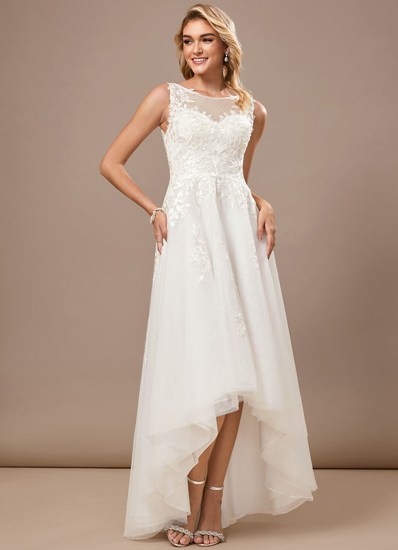 Robe Longue Asymétrique En Tulle - gallery 2