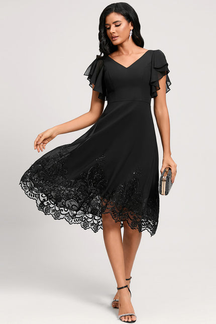 Robe Asymétrique Dentelle Élégante - gallery 2