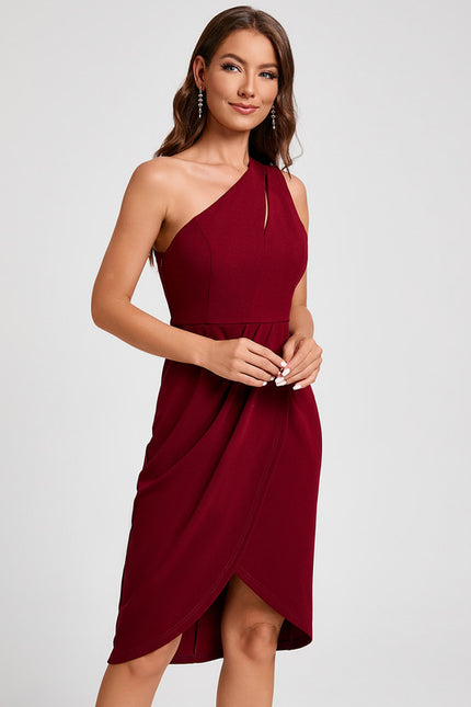 Robe Asymétrique Crêpe Asymétrique Bordeaux - gallery 6
