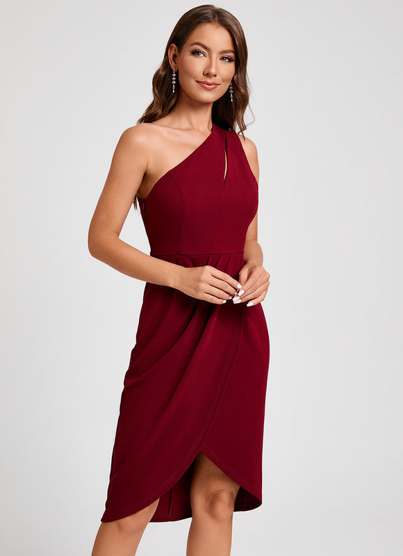 Robe Asymétrique Crêpe Asymétrique Bordeaux - gallery 6