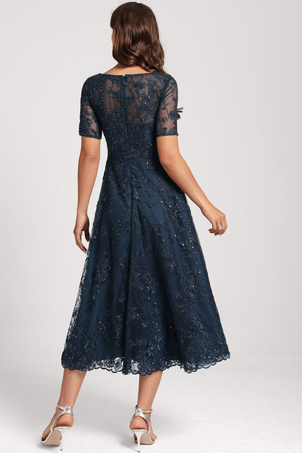 Robe Asymétrique Dentelle Étoilée - gallery 7