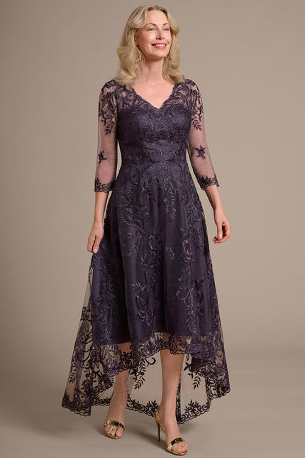 Robe Asymétrique Violette Brodée - gallery 5