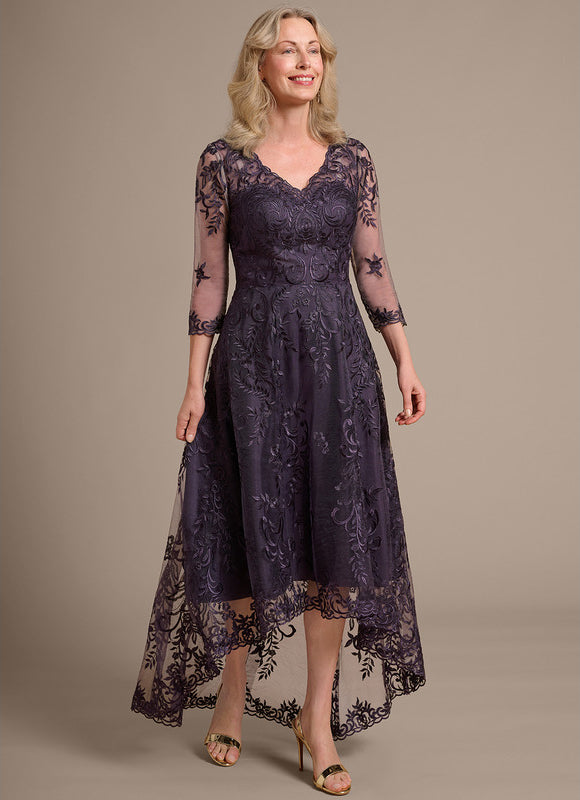 Robe Asymétrique Violette Brodée - gallery 5