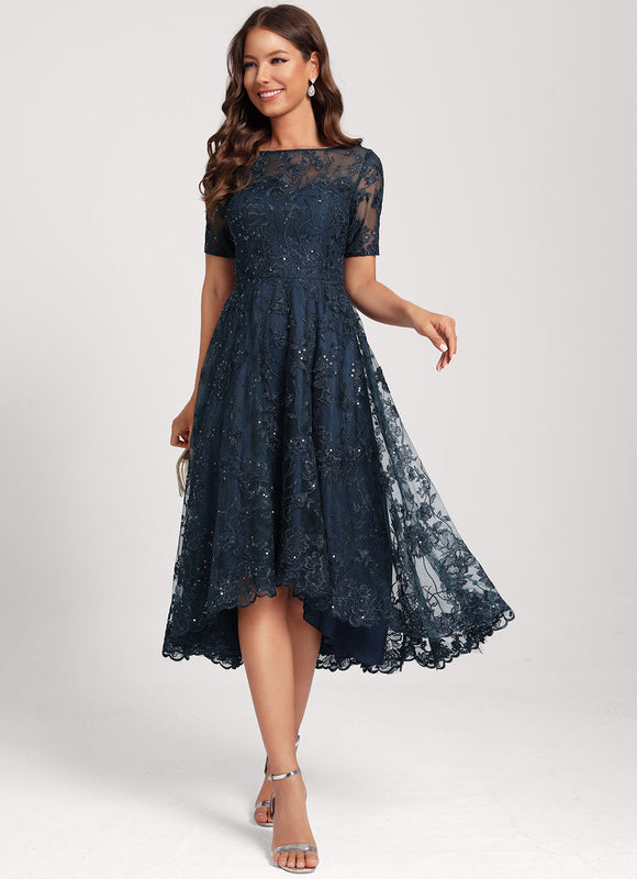 Robe Asymétrique Dentelle Étoilée - gallery 5