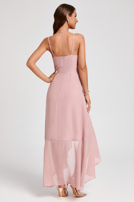 Robe Asymétrique Fluide Rose Pâle - gallery 3