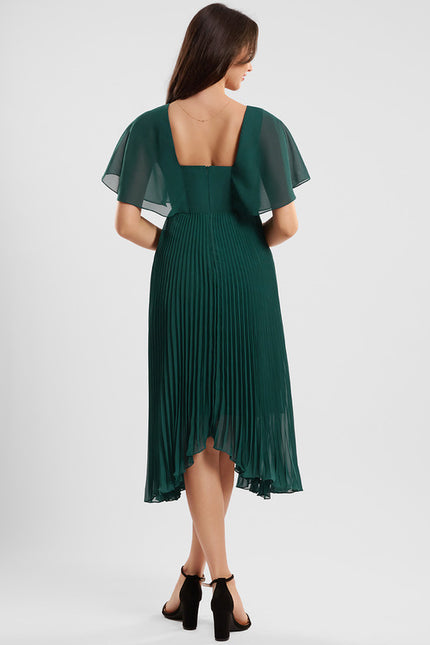 Robe Asymétrique Plissée Émeraude - gallery 3