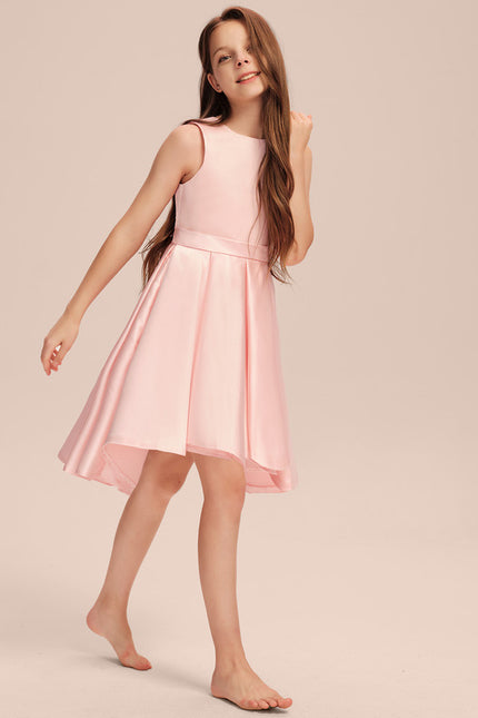 Robe Asymétrique Satinée Rose - gallery 6