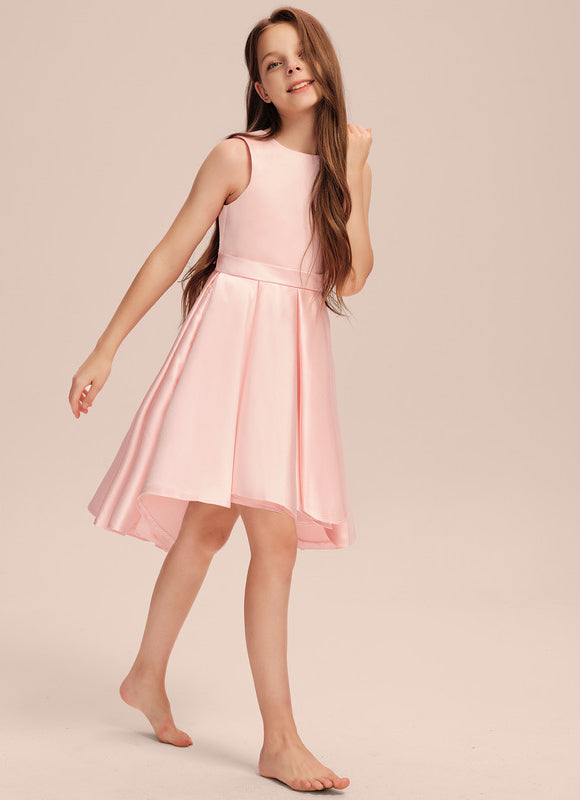 Robe Asymétrique Satinée Rose - gallery 6