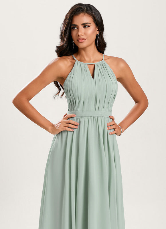 Robe Asymétrique Mousseline Saumon - gallery 5