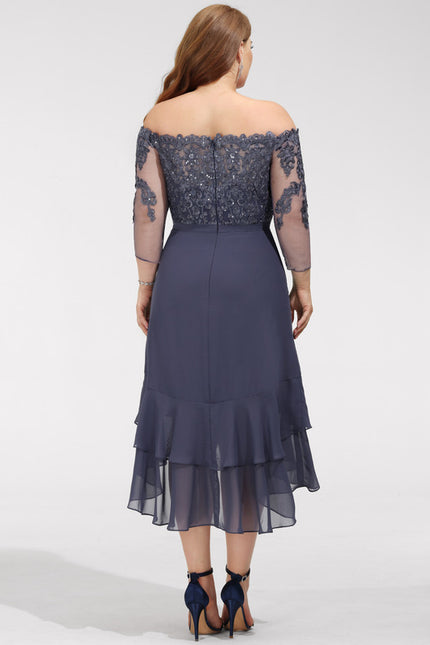 Robe Asymétrique Ondulée Marine - gallery 9