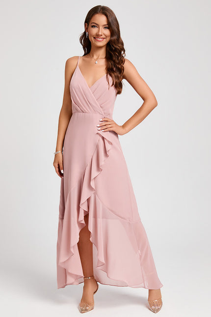 Robe Asymétrique Fluide Rose Pâle - gallery 7