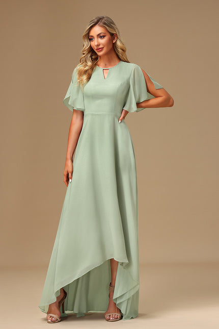 Robe Asymétrique Longue Vert Pâle - gallery 1