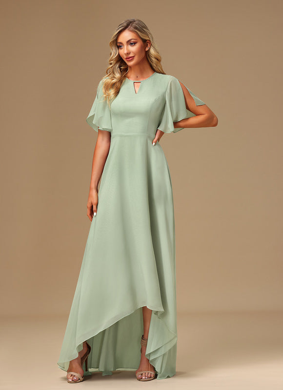 Robe Asymétrique Longue Vert Pâle - gallery 1