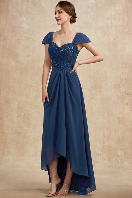 Robe Asymétrique Mousseline Bleu Profond - gallery 6