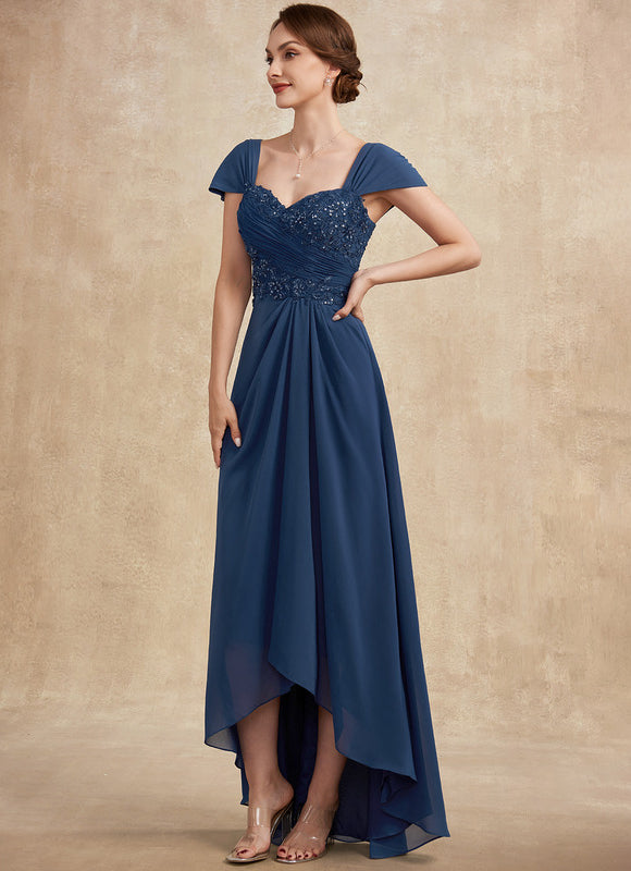 Robe Asymétrique Mousseline Bleu Profond - gallery 6