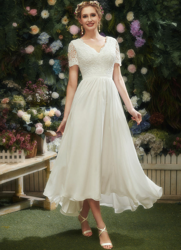 Robe Asymétrique Élégante Dentelle - gallery 1