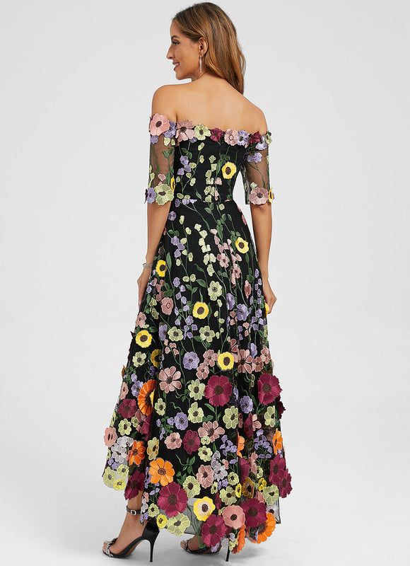 Robe Asymétrique Étoffe Florale - gallery 5