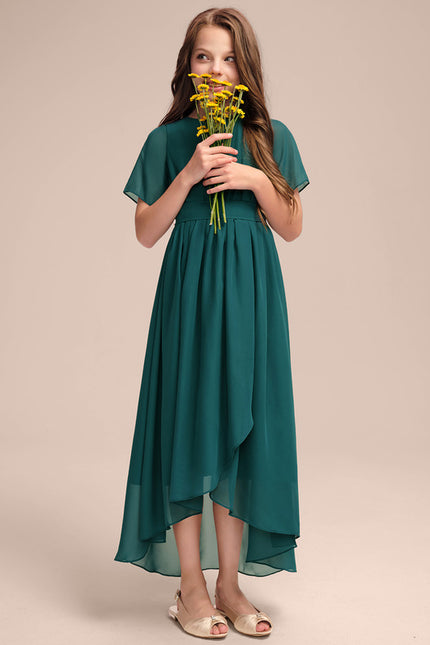 Robe Asymétrique Mousseline Émeraude - gallery 1