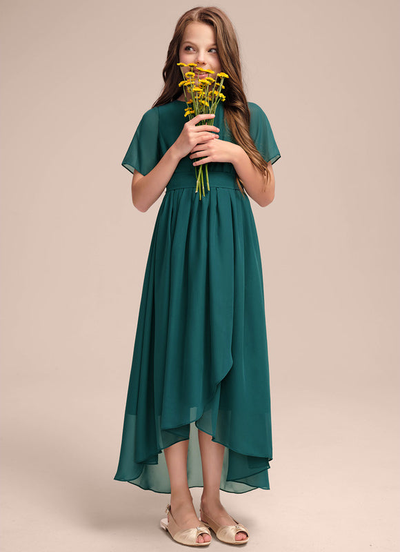 Robe Asymétrique Mousseline Émeraude - gallery 1