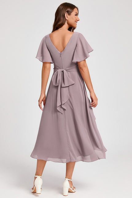 Robe Asymétrique Fluide Rose Pâle - gallery 6