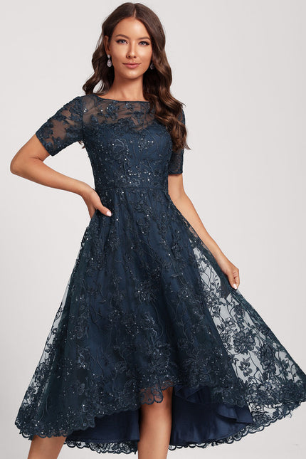 Robe Asymétrique Dentelle Étoilée