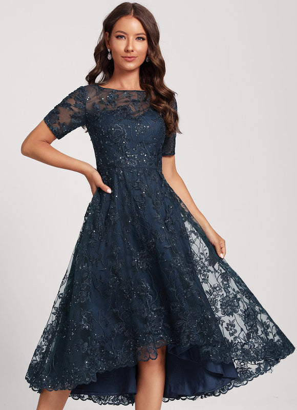 Robe Asymétrique Dentelle Étoilée