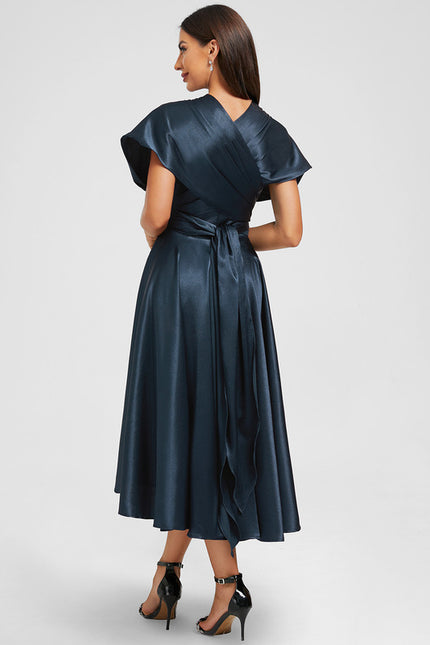Robe Asymétrique Bleu Marine - gallery 7