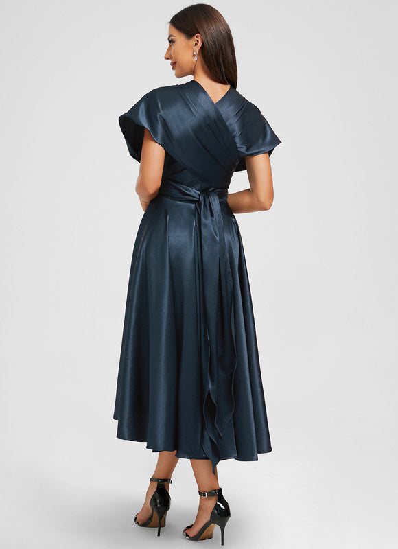 Robe Asymétrique Bleu Marine - gallery 7