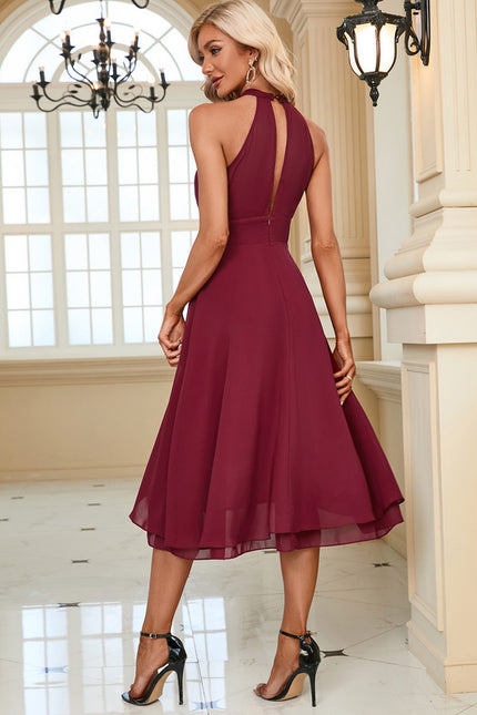 Robe Asymétrique Midi Bordeaux - gallery 5