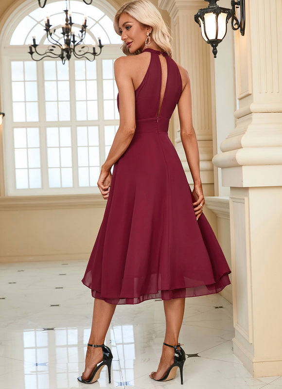 Robe Asymétrique Midi Bordeaux - gallery 5