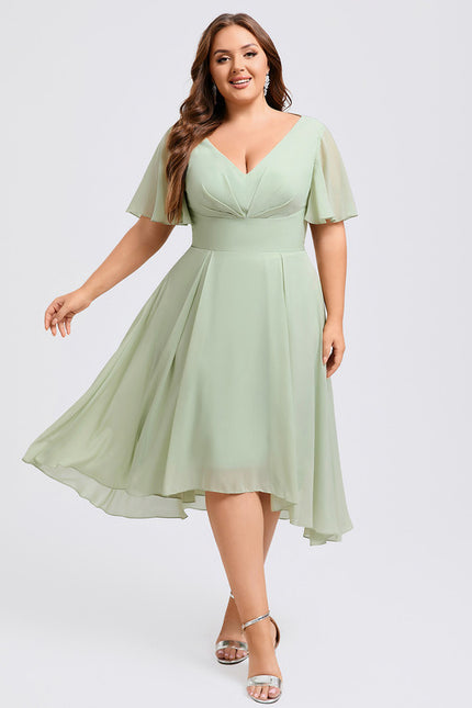 Robe Asymétrique Fluide Vert Pâle - gallery 9