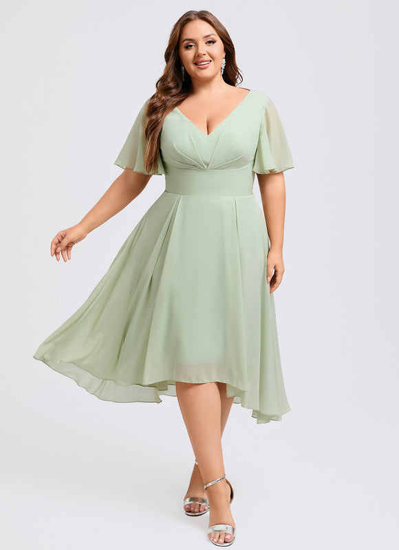 Robe Asymétrique Fluide Vert Pâle - gallery 9