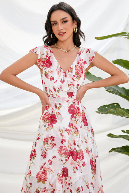 Robe Asymétrique Fleurie Midi - gallery 8