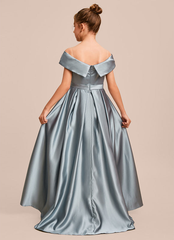Robe Asymétrique Satin Bleu Clair - gallery 4