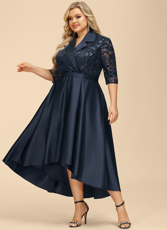 Robe Asymétrique Satinée Nuit - gallery 9