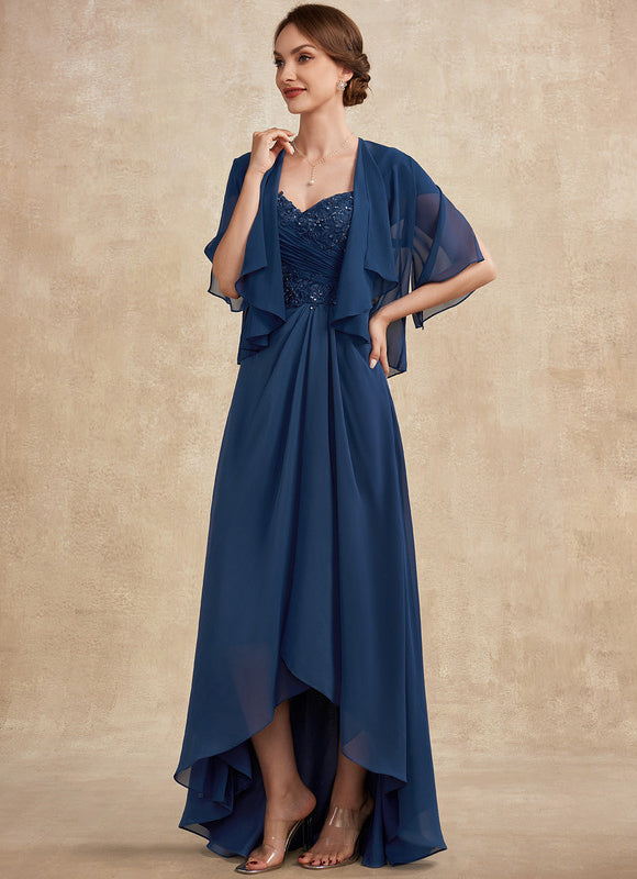Robe Asymétrique Mousseline Bleu Profond - gallery 2