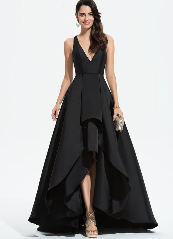 Robe Asymétrique Satin Noir