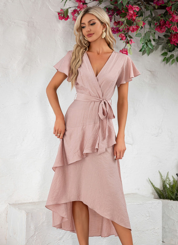 Robe Asymétrique Fluide Rose - gallery 5