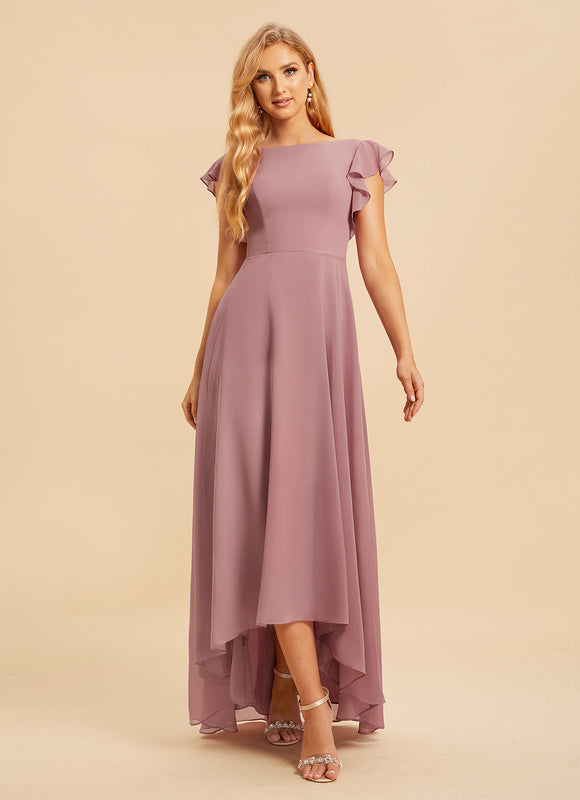 Robe Asymétrique Fluide À Volants - gallery 2