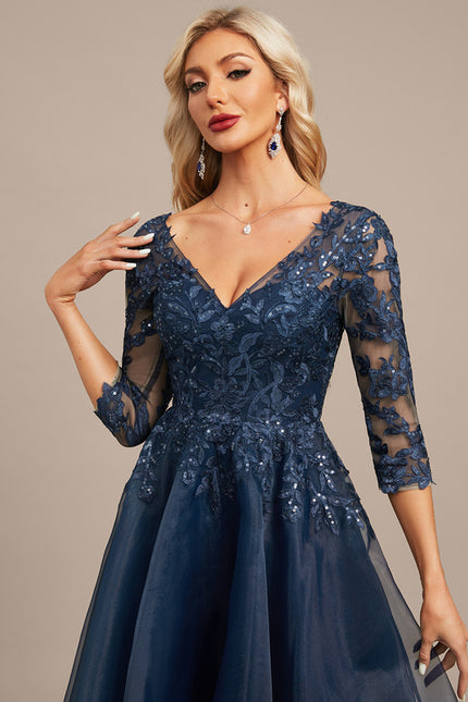 Robe Asymétrique Soirée Bleu Nuit - gallery 1