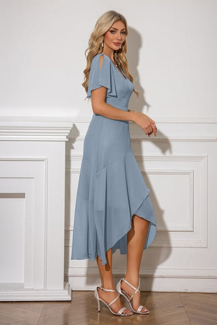 Robe Asymétrique Fleurie Midi - gallery 9