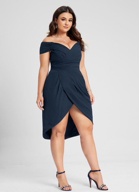 Robe Asymétrique Élégante À Volants - gallery 7