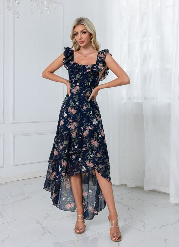 Robe Asymétrique Sirène Florale - gallery 3