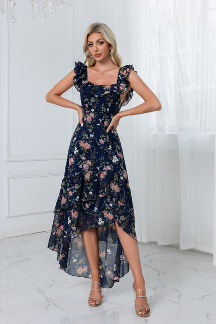 Robe Asymétrique Florale Fluide - gallery 2