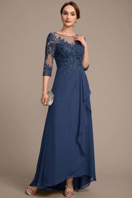Robe Asymétrique Bleu Ornée - gallery 5